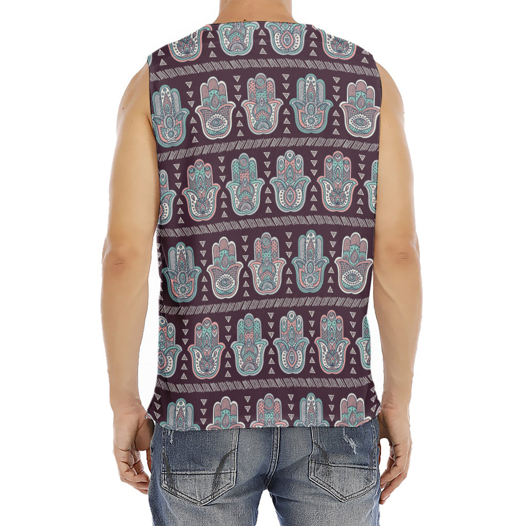 Hamsa Symbol Pattern Print Men's Fitness Tank Top