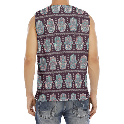 Hamsa Symbol Pattern Print Men's Fitness Tank Top