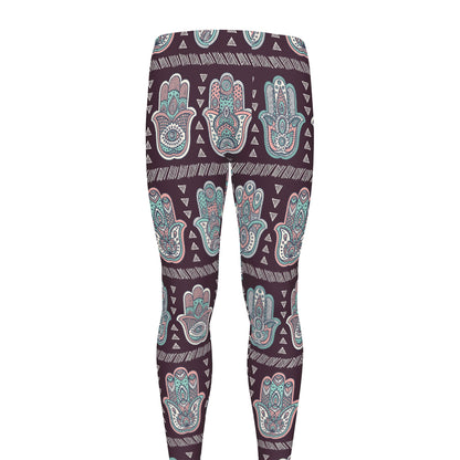Hamsa Symbol Pattern Print Men's leggings
