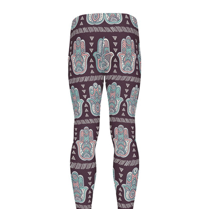 Hamsa Symbol Pattern Print Men's leggings