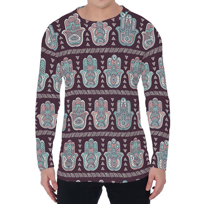 Hamsa Symbol Pattern Print Men's Long Sleeve T-Shirt