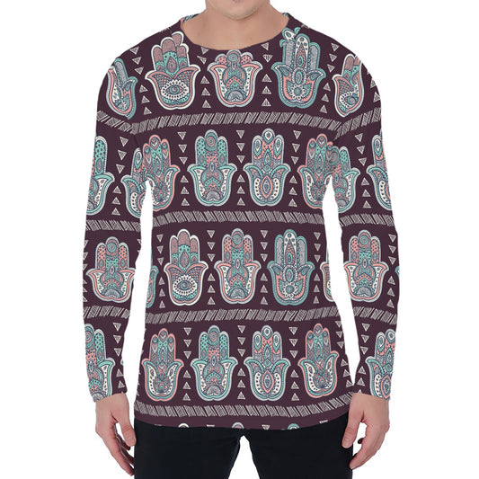 Hamsa Symbol Pattern Print Men's Long Sleeve T-Shirt