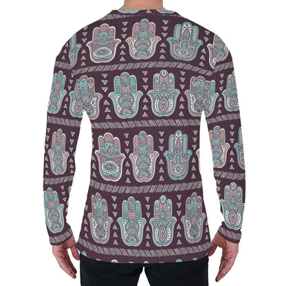 Hamsa Symbol Pattern Print Men's Long Sleeve T-Shirt