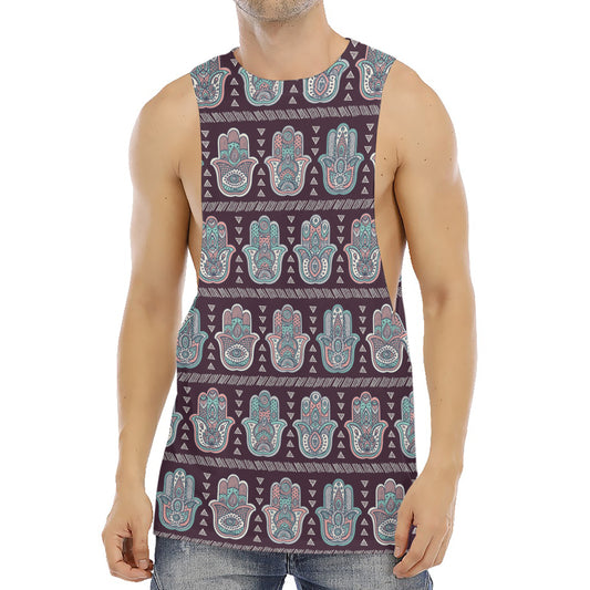 Hamsa Symbol Pattern Print Men's Muscle Tank Top