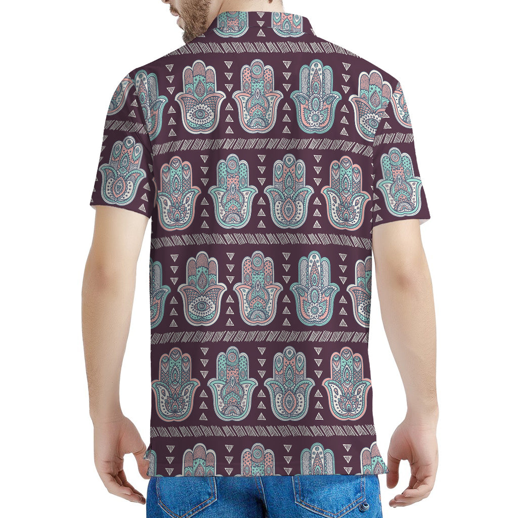Hamsa Symbol Pattern Print Men's Polo Shirt