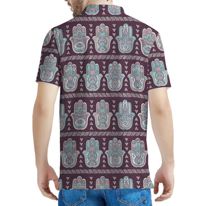 Hamsa Symbol Pattern Print Men's Polo Shirt