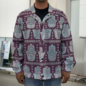 Hamsa Symbol Pattern Print Men's Shirt Jacket