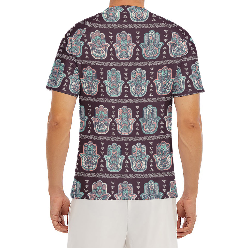 Hamsa Symbol Pattern Print Men's Short Sleeve Rash Guard