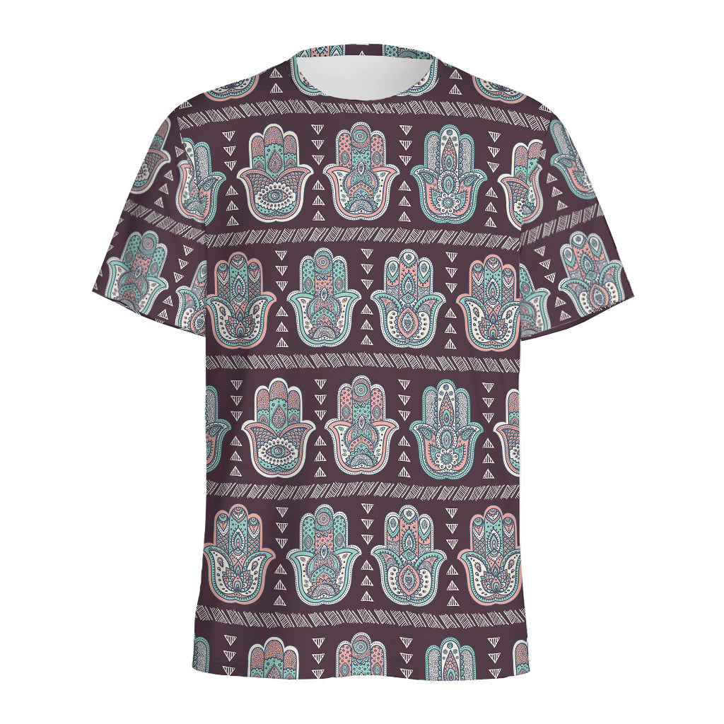 Hamsa Symbol Pattern Print Men's Sports T-Shirt