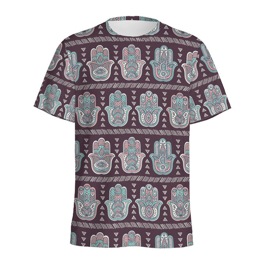 Hamsa Symbol Pattern Print Men's Sports T-Shirt
