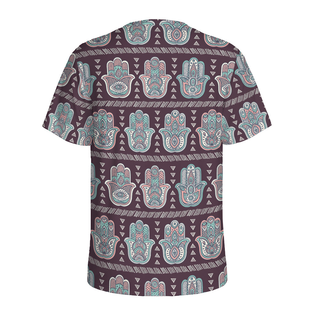 Hamsa Symbol Pattern Print Men's Sports T-Shirt