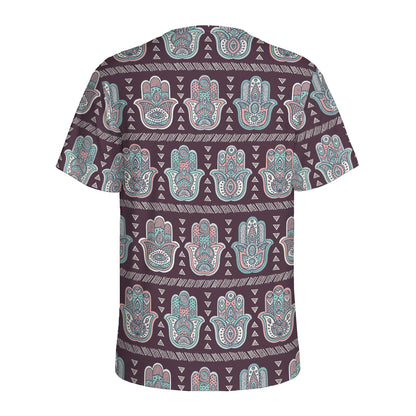 Hamsa Symbol Pattern Print Men's Sports T-Shirt