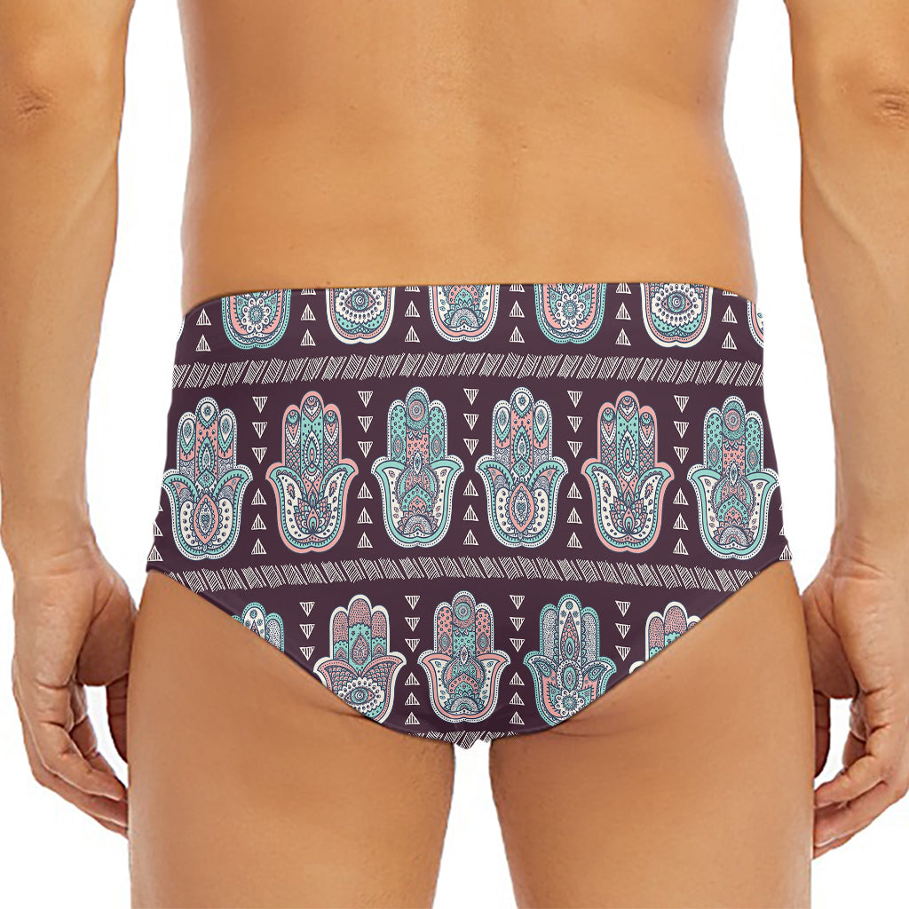 Hamsa Symbol Pattern Print Men's Triangle Swim Briefs