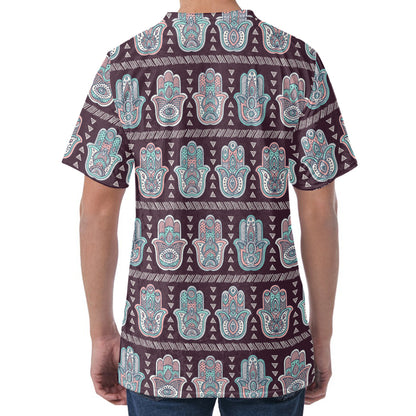 Hamsa Symbol Pattern Print Men's Velvet T-Shirt