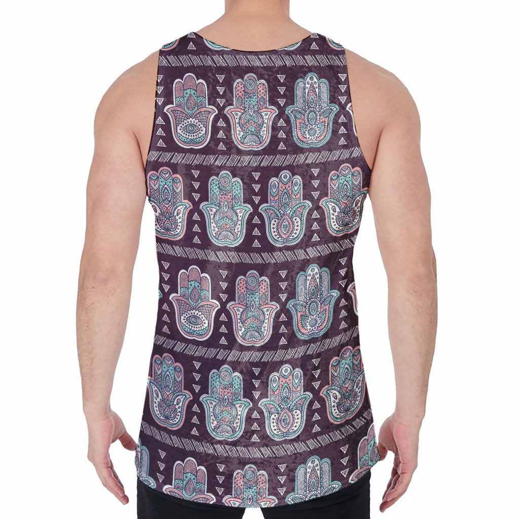 Hamsa Symbol Pattern Print Men's Velvet Tank Top