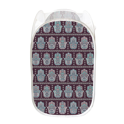 Hamsa Symbol Pattern Print Mesh Laundry Hamper