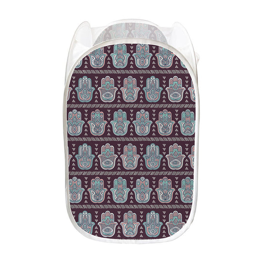 Hamsa Symbol Pattern Print Mesh Laundry Hamper