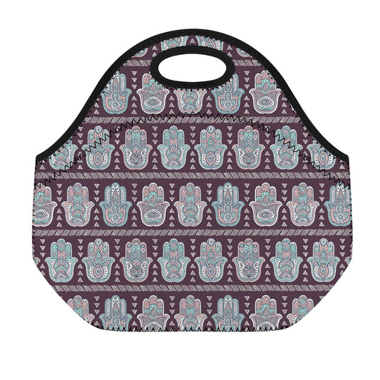 Hamsa Symbol Pattern Print Neoprene Lunch Bag