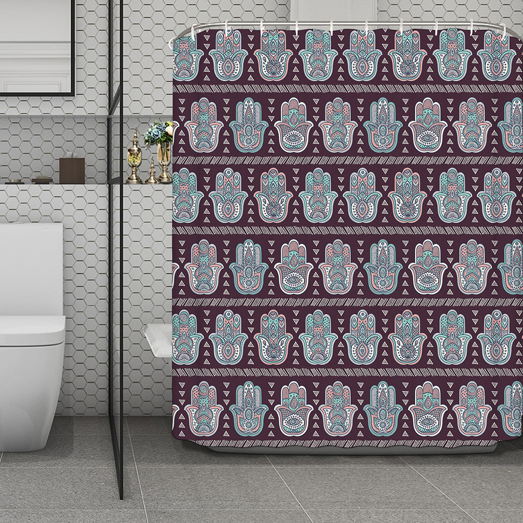Hamsa Symbol Pattern Print Polyester Shower Curtain