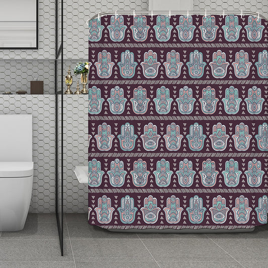 Hamsa Symbol Pattern Print Polyester Shower Curtain