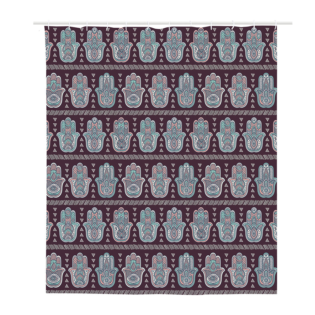 Hamsa Symbol Pattern Print Polyester Shower Curtain
