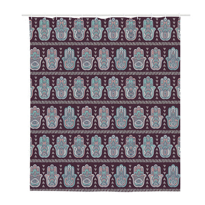 Hamsa Symbol Pattern Print Polyester Shower Curtain