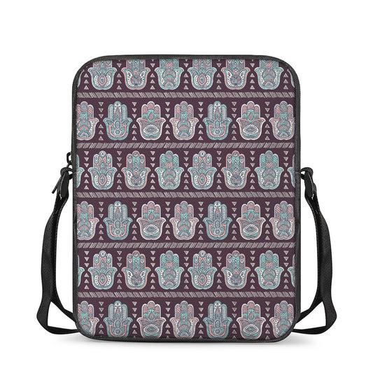Hamsa Symbol Pattern Print Rectangular Crossbody Bag