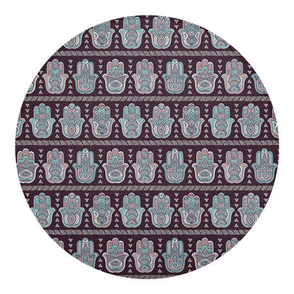 Hamsa Symbol Pattern Print Round Blanket