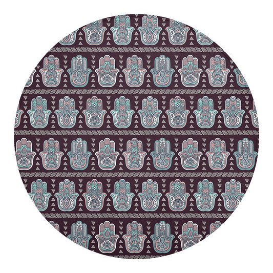 Hamsa Symbol Pattern Print Round Blanket