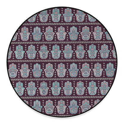 Hamsa Symbol Pattern Print Round Floor Mat
