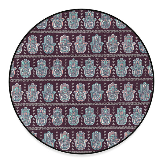 Hamsa Symbol Pattern Print Round Floor Mat