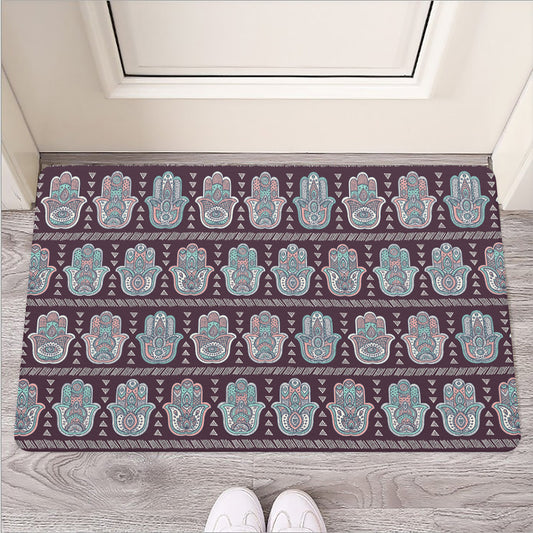 Hamsa Symbol Pattern Print Rubber Doormat