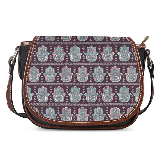 Hamsa Symbol Pattern Print Saddle Bag