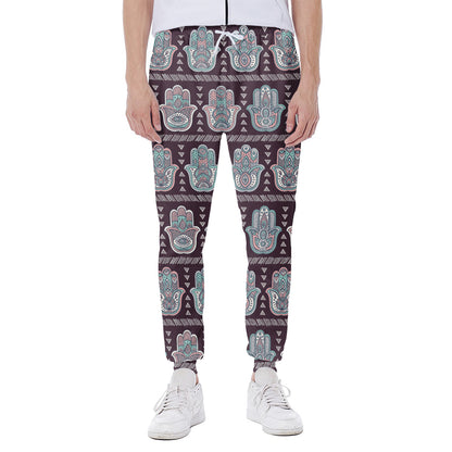 Hamsa Symbol Pattern Print Scuba Joggers