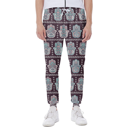 Hamsa Symbol Pattern Print Scuba Joggers