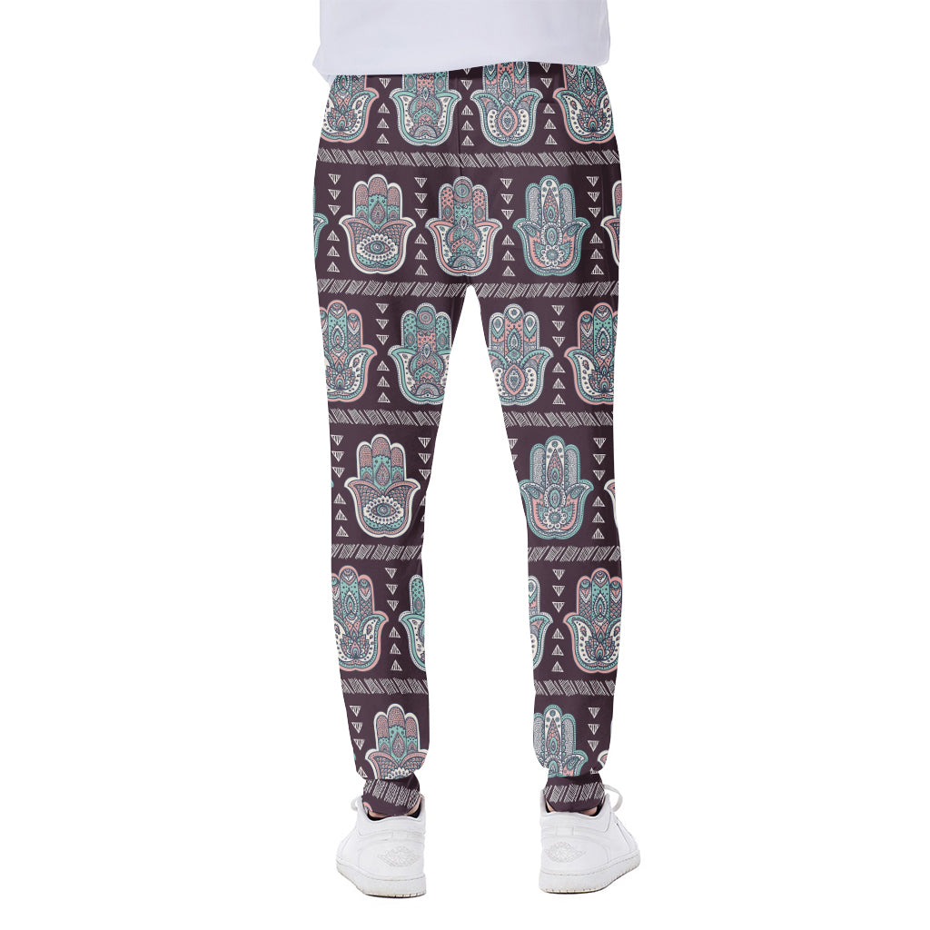 Hamsa Symbol Pattern Print Scuba Joggers