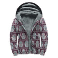 Hamsa Symbol Pattern Print Sherpa Lined Zip Up Hoodie