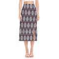 Hamsa Symbol Pattern Print Side Slit Midi Skirt