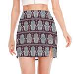 Hamsa Symbol Pattern Print Side Slit Mini Skirt