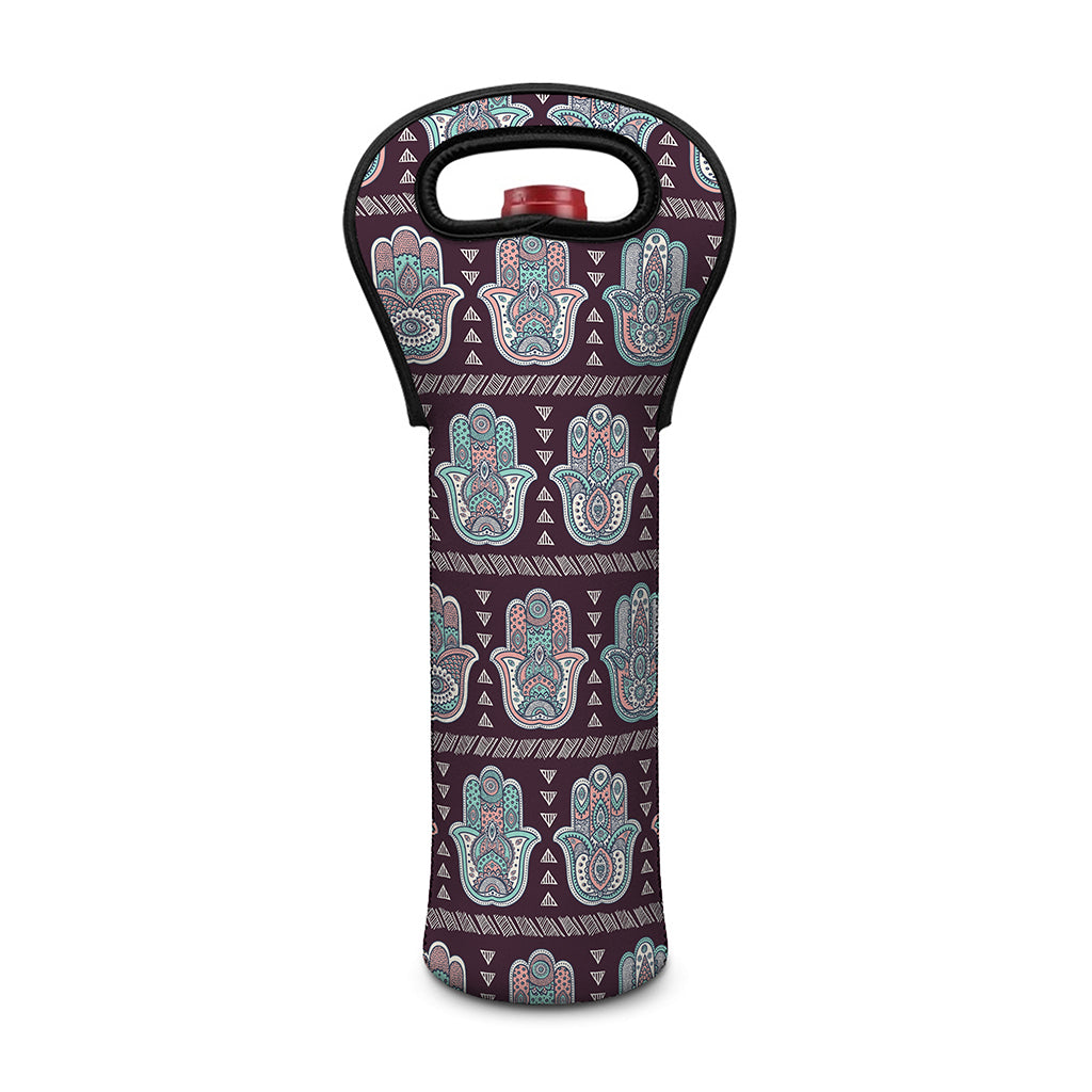 Hamsa Symbol Pattern Print Single Neoprene Wine Tote