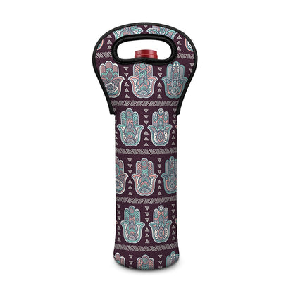 Hamsa Symbol Pattern Print Single Neoprene Wine Tote
