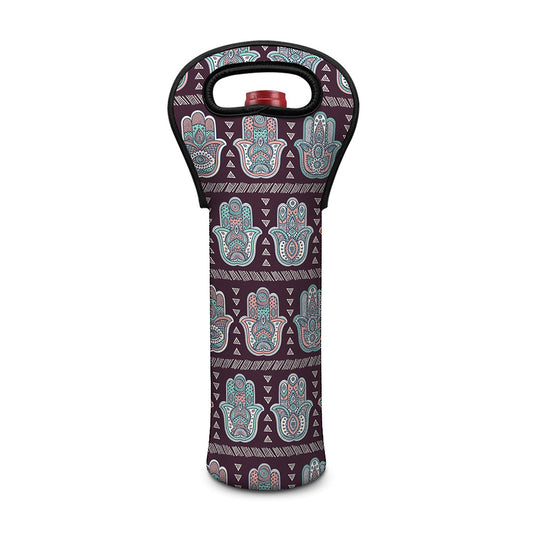 Hamsa Symbol Pattern Print Single Neoprene Wine Tote