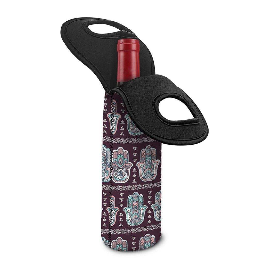 Hamsa Symbol Pattern Print Single Neoprene Wine Tote