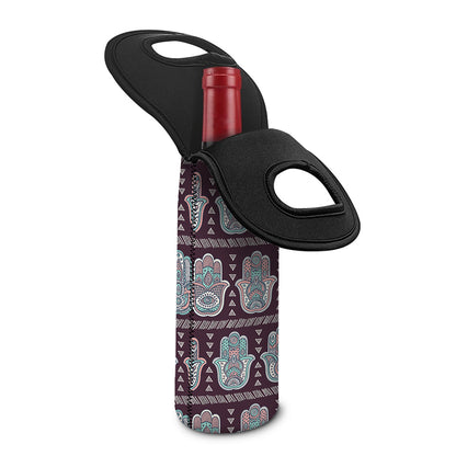 Hamsa Symbol Pattern Print Single Neoprene Wine Tote