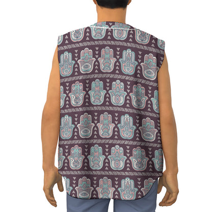 Hamsa Symbol Pattern Print Sleeveless Baseball Jersey