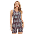Hamsa Symbol Pattern Print Sleeveless One Piece Swimsuit
