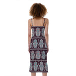 Hamsa Symbol Pattern Print Slim Fit Midi Cami Dress
