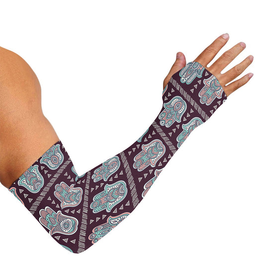 Hamsa Symbol Pattern Print Sun Protection Arm Sleeves