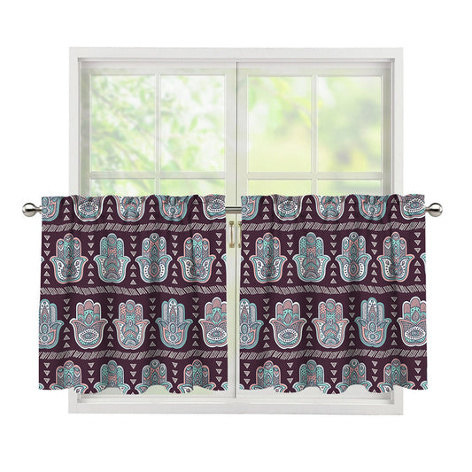 Hamsa Symbol Pattern Print Tier Curtains