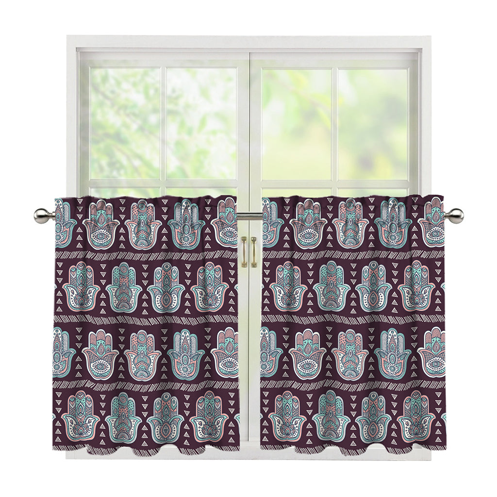 Hamsa Symbol Pattern Print Tier Curtains
